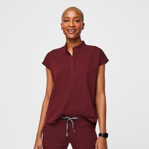 Figs Rafaela Oversized Scrub Top - Burgundy - Size L